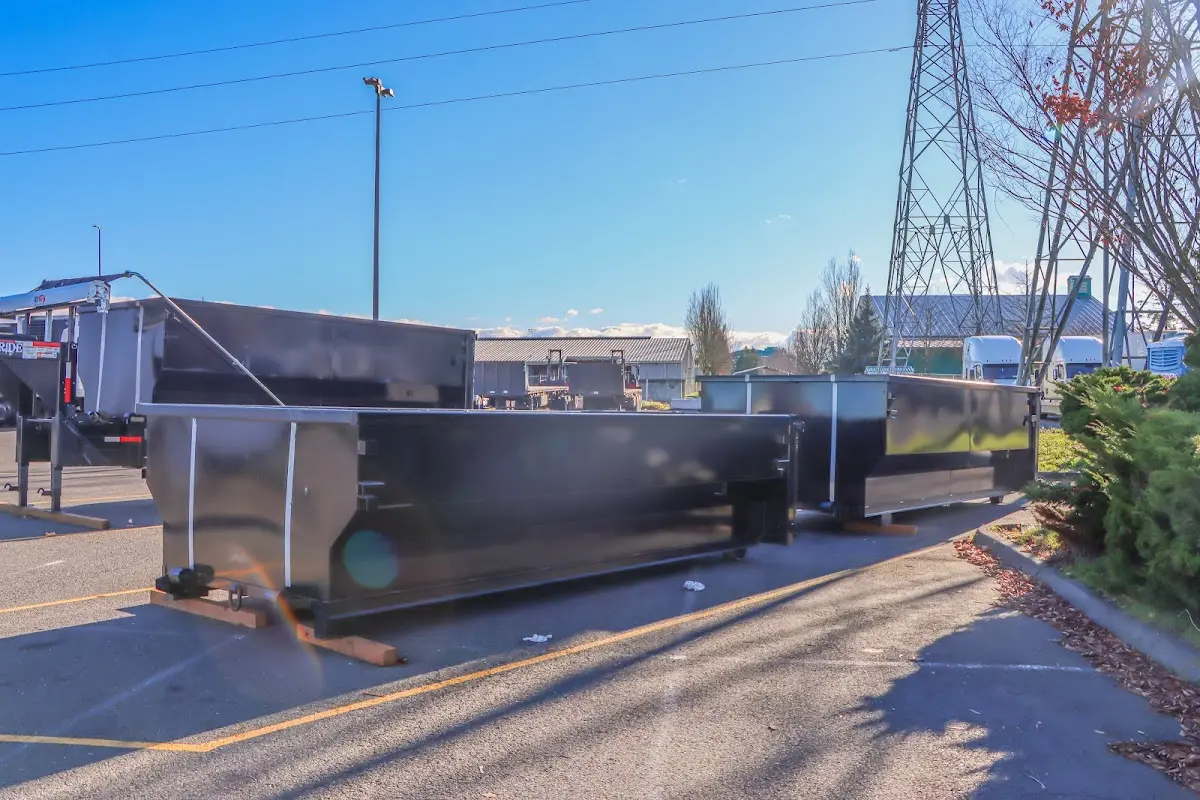 Roll-off dumpster ready for waste disposal at job site for 6 Yard Dumpster Rental in Roanoke